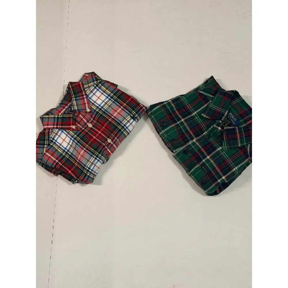 Polo Ralph Lauren Boys Size M (10-12) Plaid Long Sleeve Shirts – Lot of 2